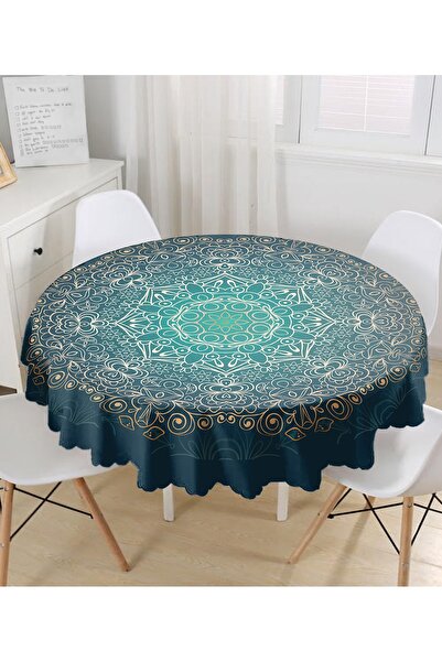 Realhomes Lacivet З візерунком Gold Mandla Мотив Кругла скатертина - Діаметр ...