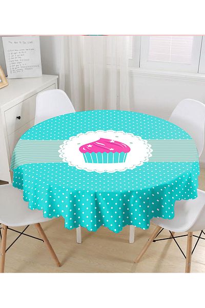 Realhomes Fata de Masa Rotunda Imprimata Digital cu Modele Cupcake - Diametru 140cm