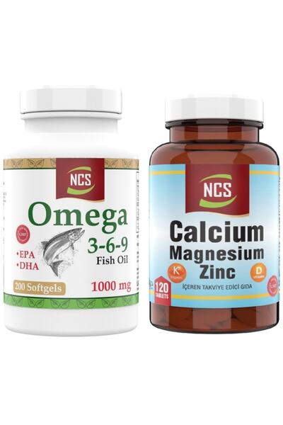 NCS Omega 3 6 9 1000 Mg 200 Kapsül Kalsiyum Magnezyum Çinko 120 Tabl