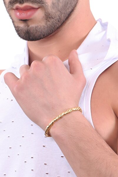 LABALABA Erkek Altın Renk Kaplama Ayarlanabilir Burgulu Bileklik