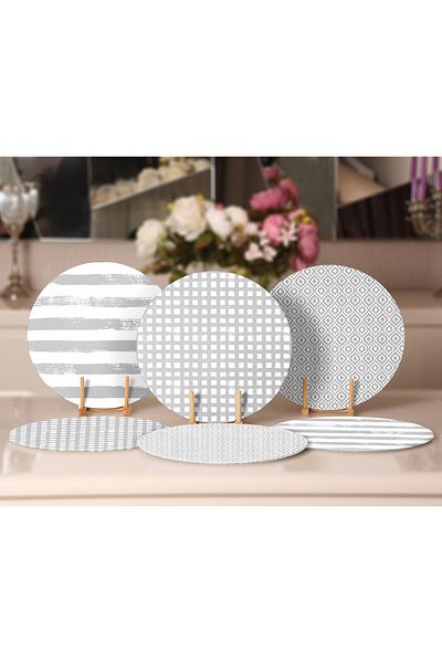 Realhomes Placă turnată și servește de loc special concepută din 6 piese cu ilustrații geometrice gri