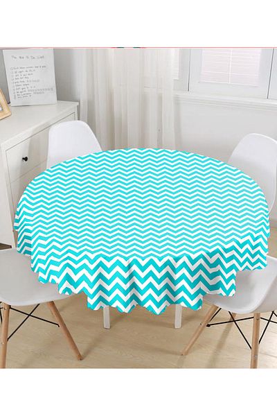 Realhomes Fata de masa rotunda imprimata cu model in zigzag - Diametru 140cm