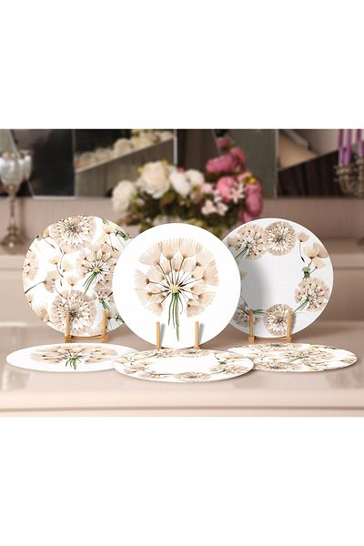 Realhomes Σουπλά και σουβέρ 6 τεμαχίων Cream Dandelion Design