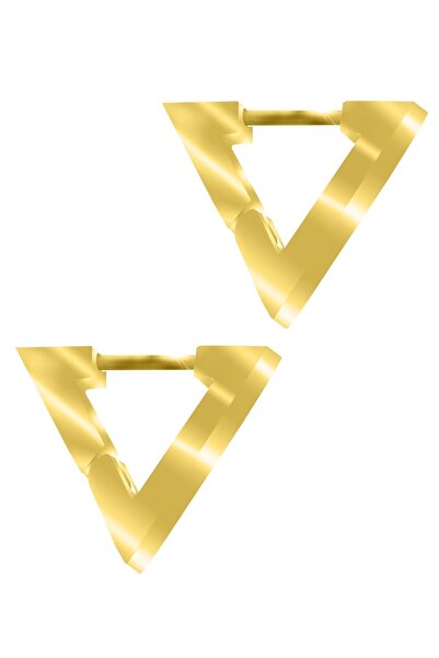 LABALABA أقراط فولاذية على شكل مثلث ذهبي اللون للرجال