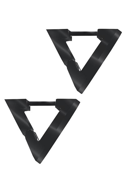 LABALABA Men's Black Color Triangle Model Steel Earrings