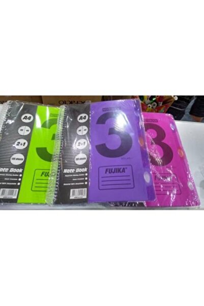 Fujika 2+1 Bölmeli Defter 120 Syf Defter 80 Syf Kareli 40 Syf Çizgili A4 Ebat...