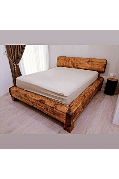 Shopkutuk Kütük Shop Ceviz Eskitme Doğal Ahşap Karyola