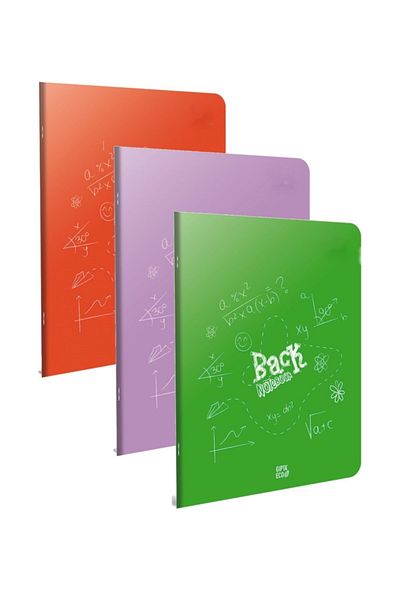 Gıpta Back A4 60 Sheets Plastic Cover Stitched Checked Notebook 3 Pieces