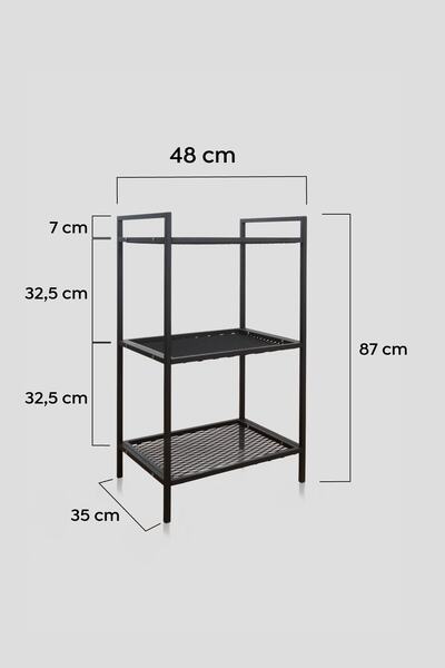 Mudesa Metal 3 Raflı Masa Arkası Dosya Dolabı Açık Metal Ofis Rafı Dekoratif Raf