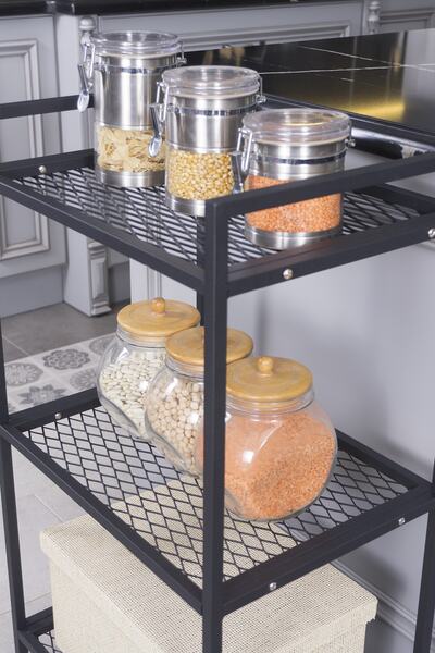 Mudesa Metal 3 Raflı Masa Arkası Dosya Dolabı Açık Metal Ofis Rafı Dekoratif Raf