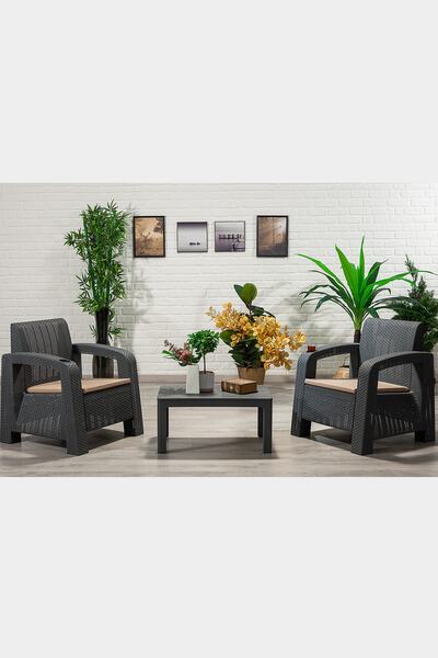 MOBETTO Bahçe Takımı Olimpos 2 Kişilik 1+1 S Cafe Balkon, Bahçe Oturma Grubu ...