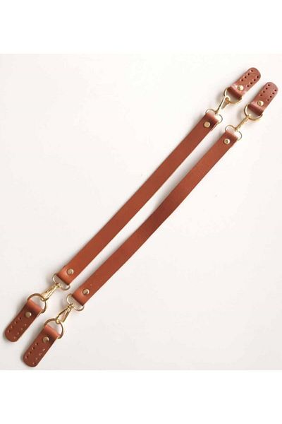 angel çanta aksesuar Piele Reală 55 Cm Model Misu Mâner Dublu Metal Auriu Maro