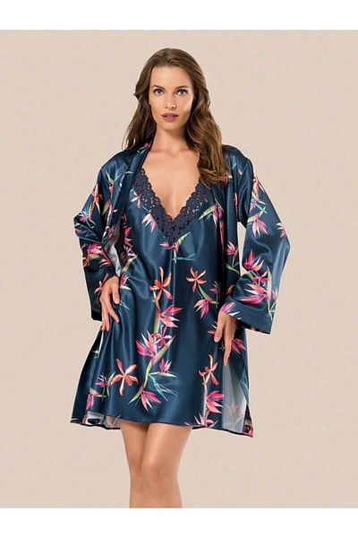 MOONGIRL New Season Satin Moongirl 2 τμχ Πυτζάμες Φόρεμα Νυχτικό Κάτω Σετ