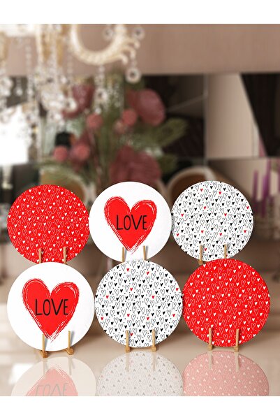 Realhomes طقم مكون من 6 قطع بتصميم قلب لعيد الحب ووسادة تقديم