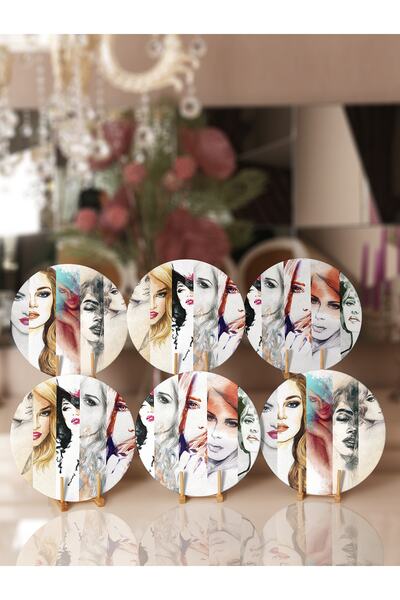 Realhomes 6'lı Kadın Figürlü Özel Tasarım Supla & Servis Altlığı