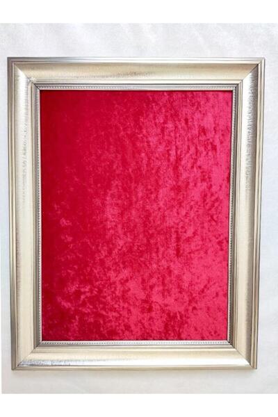 TUĞRA TABLO Çerçeve Li Filografi Tahtası Hazır 40*50cm Kırmızı Kumaş
