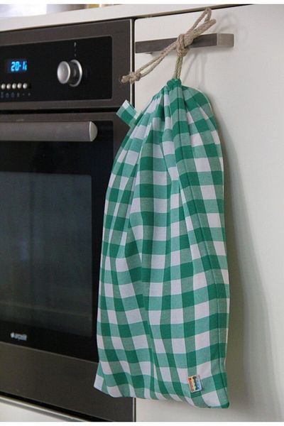 Çizgikare Green Checkered Bread Bag
