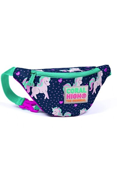 Coral High Geantă de talie pentru copii albastru bleumarin cu model unicorn - fetiță 22567