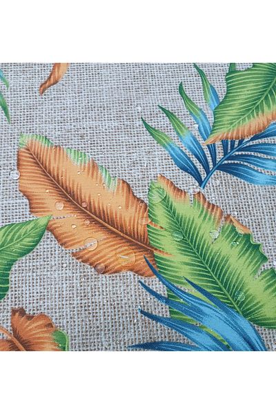 Ekselans Home Orange Leafy Jute Straw Look Care Free Stain Resistant Living Room - Kitchen Table Cloth