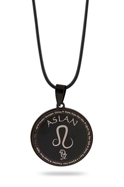 OSMANLI GÜMÜŞ قلادة علامة الأسد للنساء والرجال من الجلد الصلب CKLASLANBUR-SYH