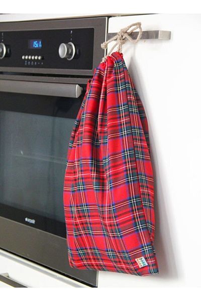 Çizgikare Red Plaid Bread Bag