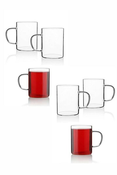 Sezka Life 6 Pieces Borosilicate Heat Resistant Thermisil Glass Mug Cup
