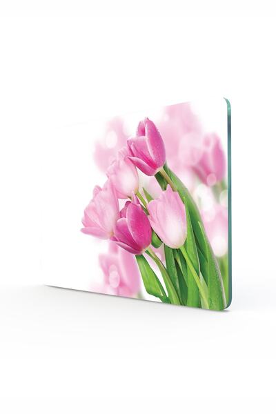 Decovetro Cam Kesme Tahtası Ve Sunum Tablası | Çiçek Görünümlü | 30cm X 40cm