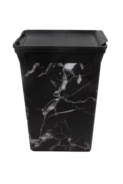 QUTU Πλαστικός κάδος απορριμμάτων Trashbin Black Marble 40 L