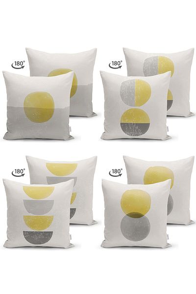 Realhomes Set de 4 huse de perne din piele întoarsă imprimate digital cu desen abstract, culoare pastel, design special