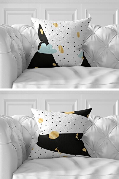 Realhomes Набір з 7 двосторонніх кольорових подушок з геометричним малюнком, золотими деталями та цифровим принтом