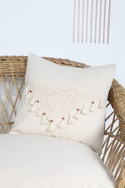 cotton maison Husa De Perna Boho Tricotata Manual 45x45 Cm