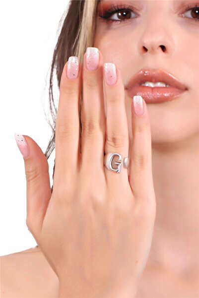 LABALABA Kadın Antik Gümüş Kaplama Ayarlanabilir G Harfi Yüzük