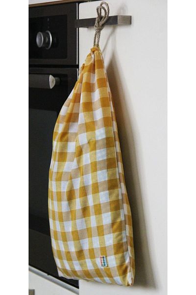 Çizgikare Mustard Yellow Checkered Bread Bag