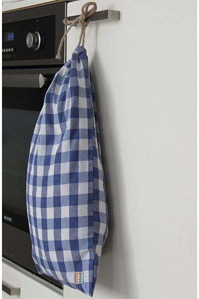 Çizgikare Pastel Blue Checkered Bread Bag