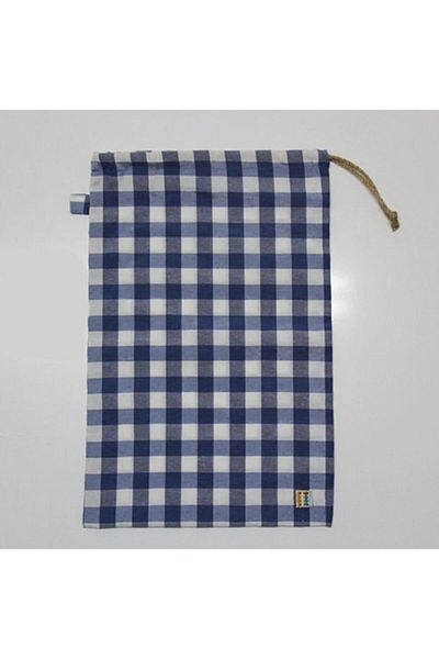 Çizgikare Pastel Blue Checkered Bread Bag