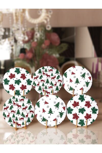 Realhomes 6'lı Ekose Yılbaşı Temalı Özel Tasarım Supla & Servis Altlığı