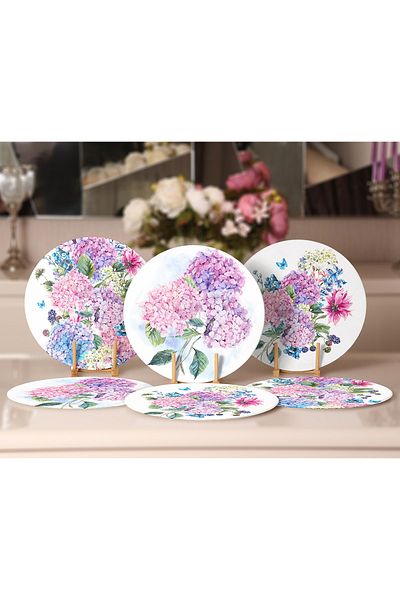 Realhomes Farfurie cu design special pentru flori de hortensie, 6 bucăți și pat de loc