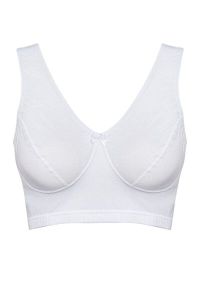 MODA ROSE COLLECTİONS Sutien alb pentru jumătate de atlet din bumbac pieptănat pentru femei