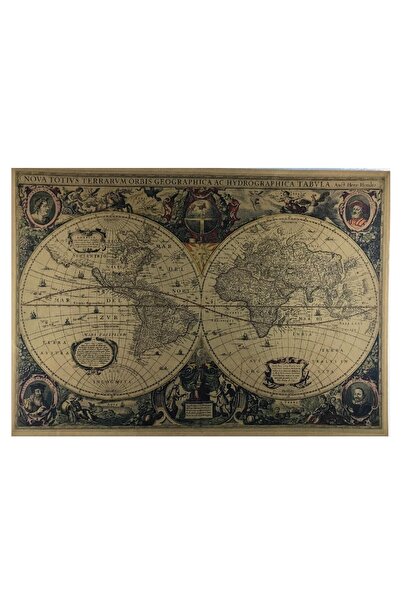 Caph Design Eski Dünya Haritası Vintage Kraft Poster - 33x48cm