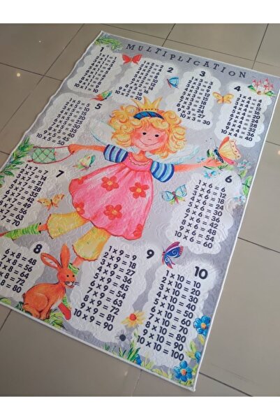 evalife Embos 8133 Çarpım Tablosu Kaymaz Çocuk Halısı