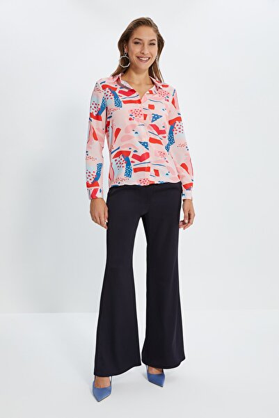 Trendyol Collection Rosa bedrucktes, detailliertes Hemd