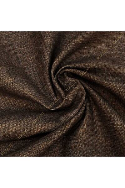SUZANİ Acı Kahve Keten Görünümlü Dijital Baskılı Kumaş Kms-1010