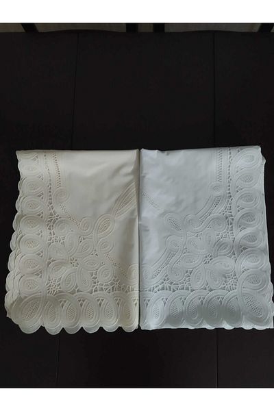 DECO Față de masă din PVC cu aspect de dantelă, culoare crem, 120x150 cm
