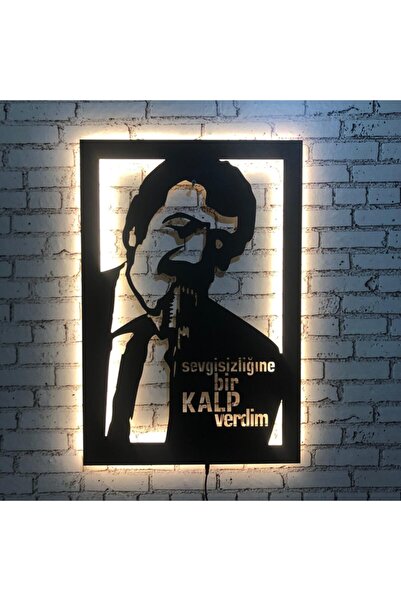 Genel Markalar Müslüm Gürses Led Işıklı Tablo - Ahşap Duvar Dekorasyonu