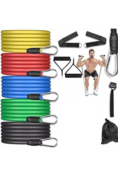 Clifton 11 Parça Latex Direnç Lastiği Seti Çok Fonksiyonlu Egzersiz Seti