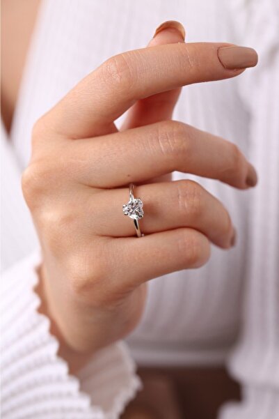 MySilvers Gümüş Kalp Tektaş Yüzük