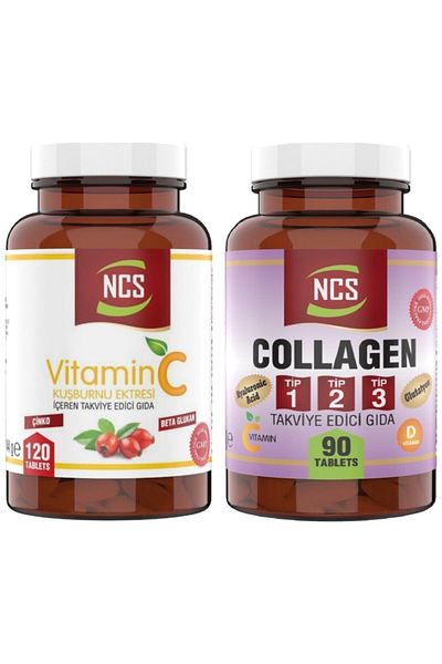 NCS 90 Tablets Hydrolyzed Collagen Type 1-2-3 Glutathione Hyaluronic Acid Vitamin C 1000 Mg 120 Tablets