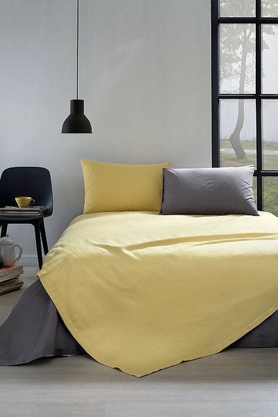 Özdilek Colormix Single Pique Set Mustard - Anthracite
