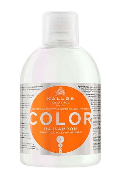Kallos Cosmetics Color 1000ml Shampoo with Flax Seed Oil + Uv Filter for Dyed, Damaged Hair