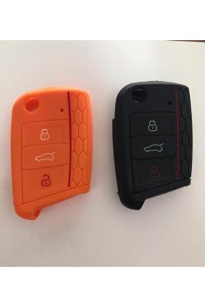 ŞENYILDIZ AKSESUAR سكالا أوكتافيا إيبيزا أتيكا ليون توليدو جولف 7 حافظة مفاتيح من السيليكون برتقالي وأسود 2. انظر الصورة